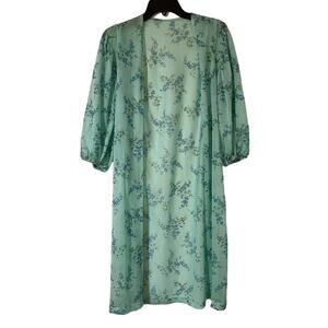 Vintage Blue Floral Robe 60's or 70's One Size